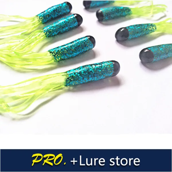 JYJ-cebos de gusano para pesca de agua dulce, señuelo hula con Falda de tubo suave, señuelo de Calamar de plástico suave, 200 piezas - imagen 2