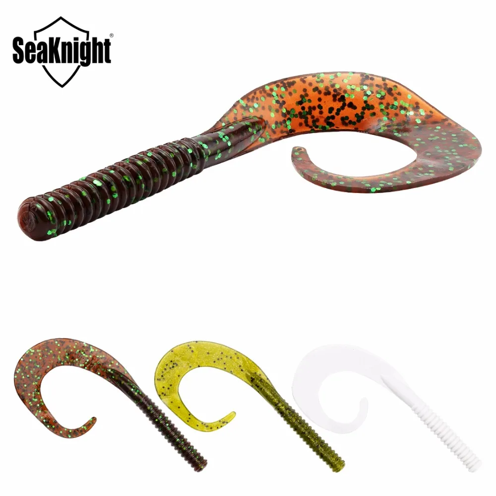 SeaKnight-señuelo suave SL010, 13cm, 5 ", 7,5g, 6 piezas, señuelo de pesca suave, cebo Artificial, señuelo larva suave, gusano de cola Flexible, pesca en agua salada - imagen 2