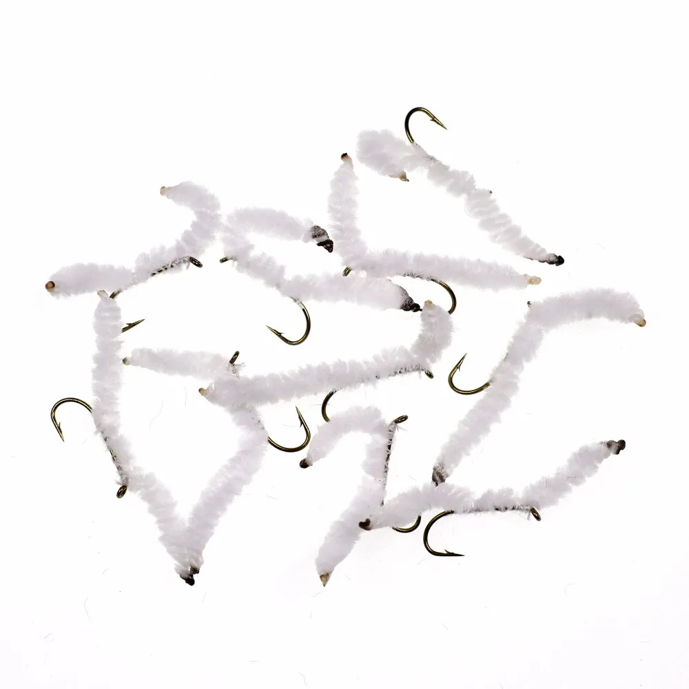 Wifreo-Mosca de gusano San Juan, 10 piezas, gusanos acuáticos, trucha de río, pesca, moscas, rojo, negro, blanco - imagen 4