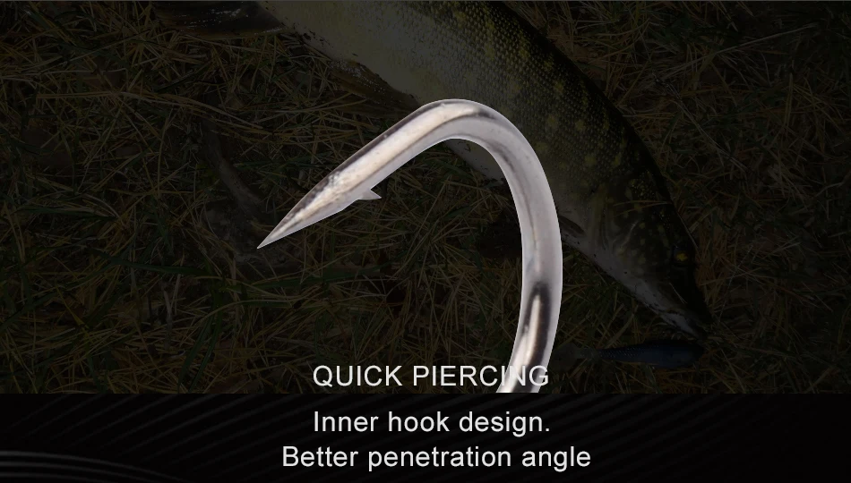 Anzuelos triples volcados mostrando su diseño para aparejos de pesca y diferentes técnicas