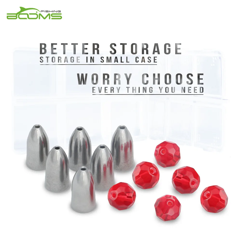 Booms Fishing bala de tungsteno con cuentas de vidrio, almacenamiento en estuche pequeño, uso en aparejo de Texas y aparejo de Carolina - imagen 2