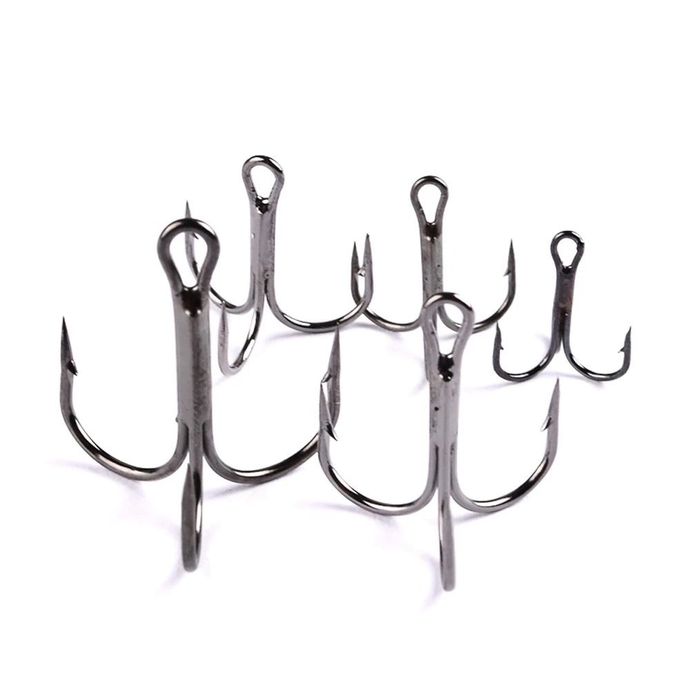 Anzuelos de pesca de níquel, 10 unids/lote, 1/0 #2/0 #3/0 #, anzuelos triples de acero de alto carbono, aparejos de pesca de pescado negro, gancho de alta resistencia para lubina - imagen 5