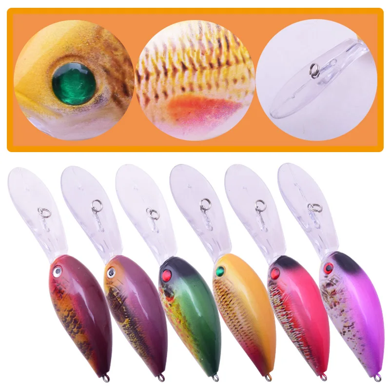 WDAIREN-SEÑUELOS DE PESCA DE 11,5 cm y 18,5g, anzuelos duros con manivela Minnow, 6 colores, anzuelos VMC, aparejos de agua dulce y salada - imagen 3