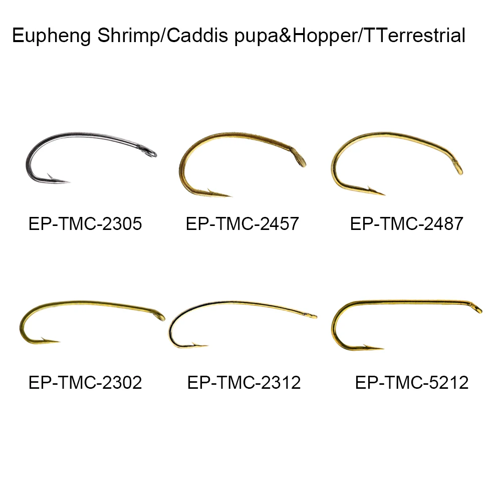 Eupheng camarones/caddis pupa y topper/tt ganchos terrestres para pesca con mosca versátil