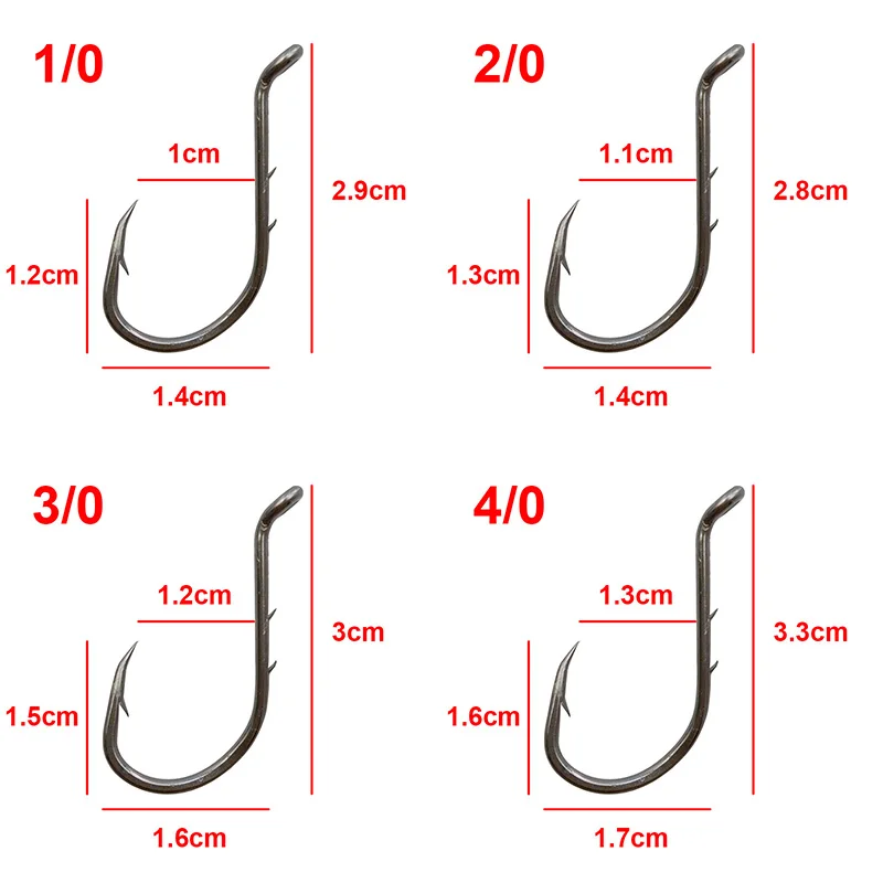 100 unids/lote gancho de púas 8299 pulpo anzuelos acero de alto carbono anzuelos Circle - imagen 3
