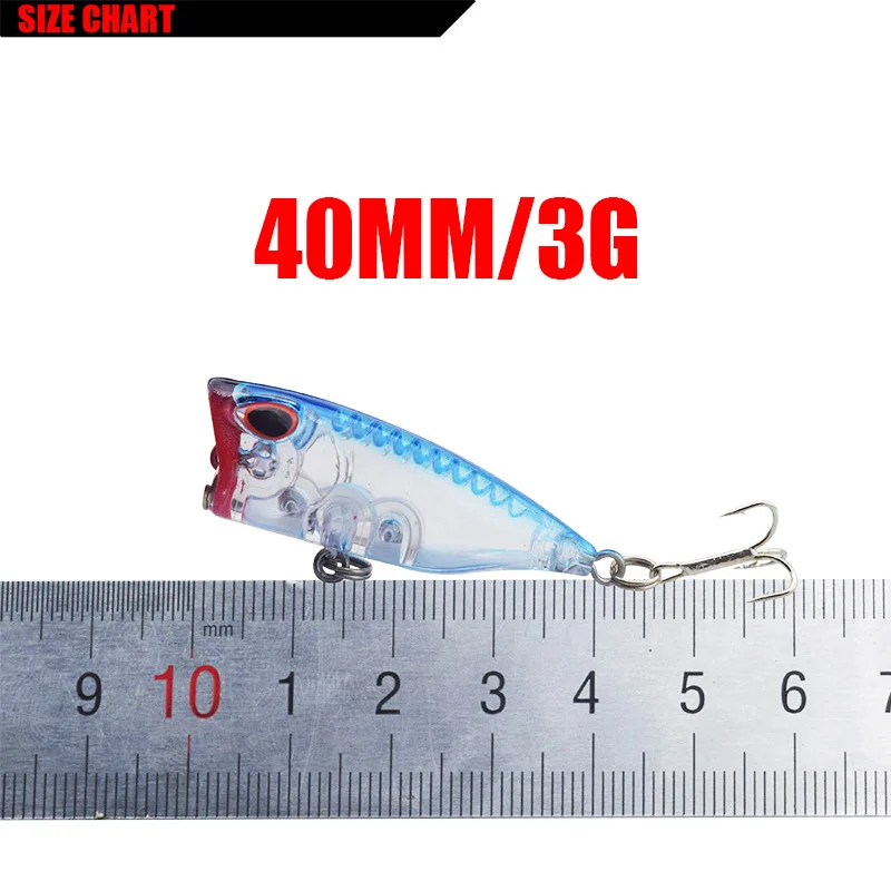 Señuelo de Pesca TopWater de 40mm, 3g, cebo Popper, Wobblers, Crankbait, ojos 3d, señuelos duros artificiales, aparejos de Pesca, WD-479, 1 ud. - imagen 2