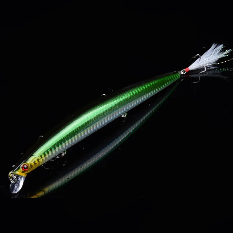 Señuelo de Pesca Minnow con anzuelo de plumas, cebo duro Artificial Crankbait Jerkbait flotante, Wobbler, 18,5 cm, 22g, 1 ud. - imagen 5