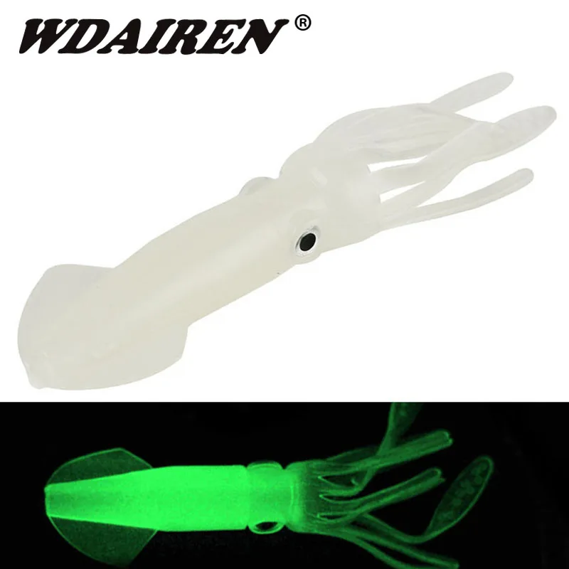 WDAIREN-SEÑUELOS blandos de calamar con falda de silicona luminosa, cebo Artificial de 10cm, 8g, ojos 3D, aparejos de Pesca de mar, Océano nocturno - imagen 2