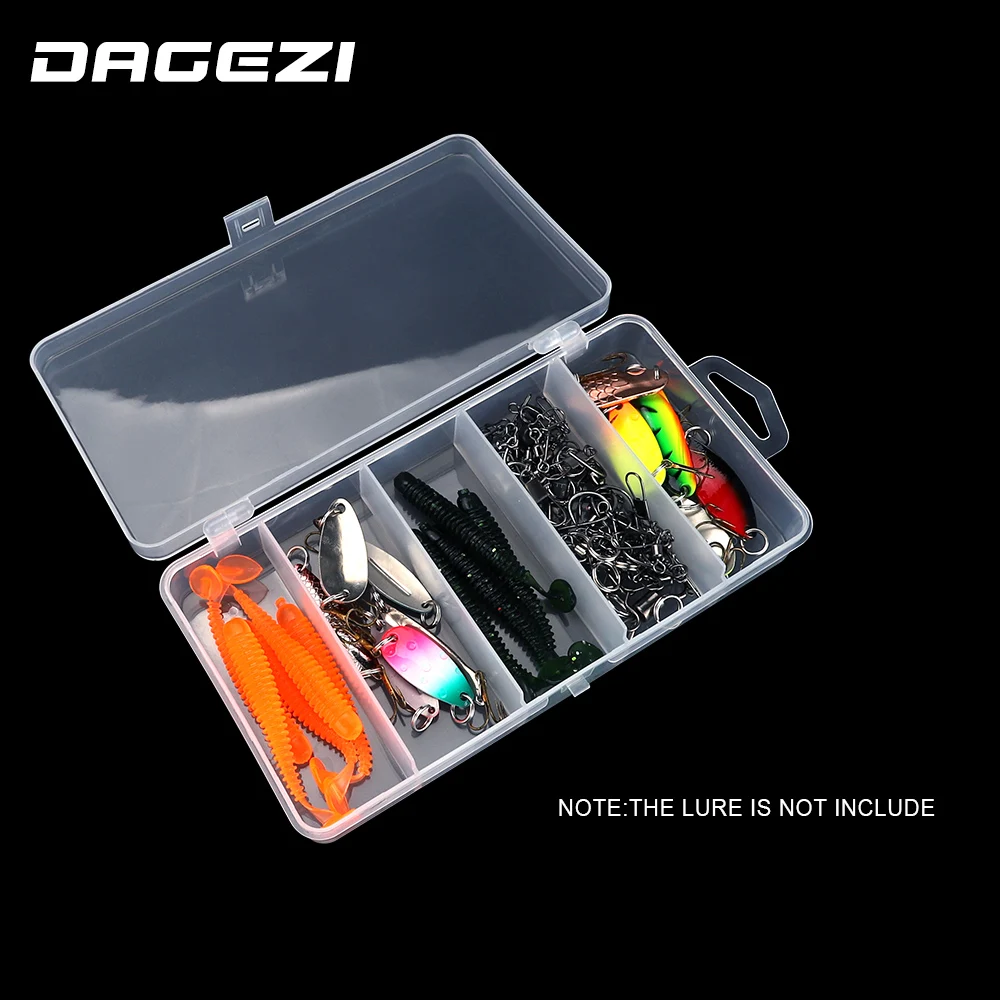 DAGEZI-caja de Pesca de PVC, almacenamiento de cebo, 5 compartimentos, herramienta de aparejos de Pesca, caja de clasificación para Pesca de carpa - imagen 3