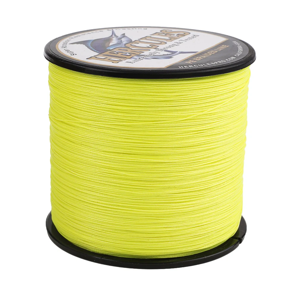 Hilo de pescar trenzado Hércules, 8 hebras, amarillo fluorescente, 100M, 300M, 500M, 1000M, 1500M, 2000M, linha multifilamento para pesca