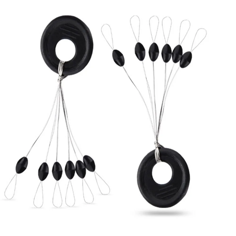 Tapón de goma negro para pesca, conector Bobber Space Bean, accesorios de aparejos de línea de pesca, 6 en 1, 10 grupos por juego, 60 unidades - imagen 2
