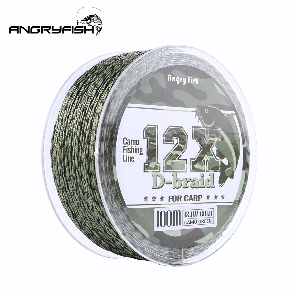Angryfish Sedal de Carpa PE Doce hebras Trenza en D Camuflaje