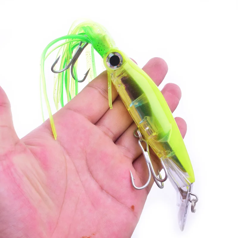 1 piezas 23cm 44g pulpo de señuelo de pesca 6 colores calamar cebo duro de acero de alto carbono gancho pulpo Manivela para atún mar encanto herramientas - imagen 4