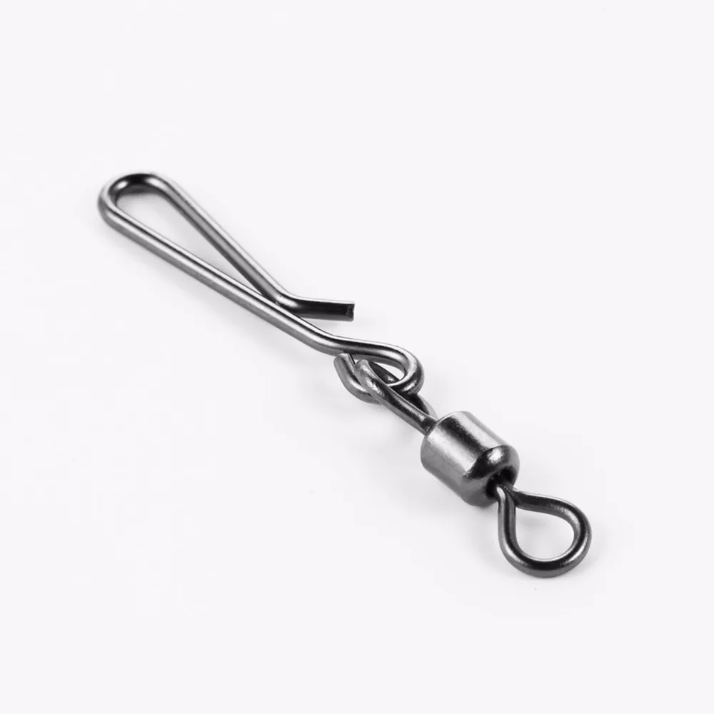 100PCS 2# 4# 6# 8# 10# Stainless Steel Fishing Swivels Interlock Rolling Swivel With Hooked Snap Fish Hook Connector Lure Tools - imagen 3
