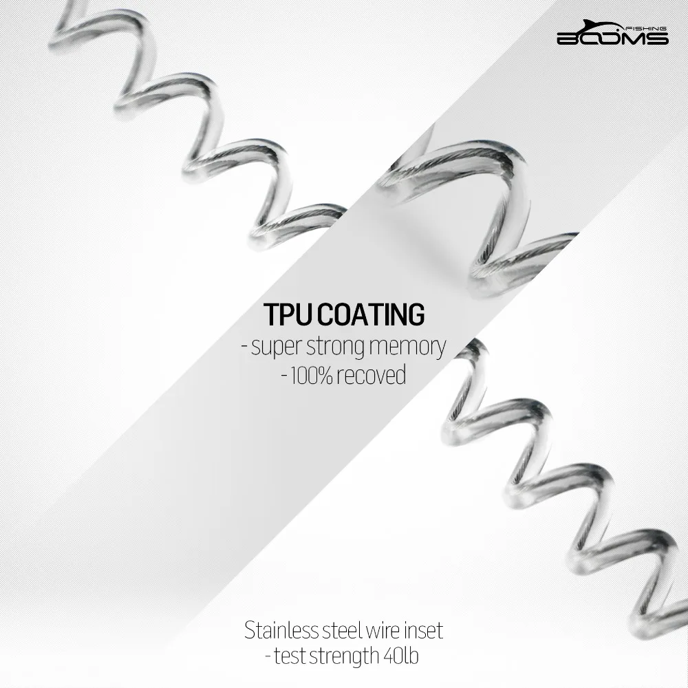 Booms Fishing-cordón en espiral T4 o cuerda de seguridad, alicates de seguridad de acero para acampar, empuñaduras de labios, herramientas de pesca de estiramiento máximo de 1,5 m - imagen 3