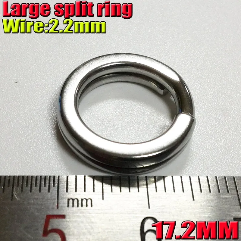 Anillos divididos de pesca muy grandes, tamaño: alambre 2,2mm diámetro exterior 17,2mm cantidad: 50 unids/lote prueba 155KG acero inoxidable 304 - imagen 3