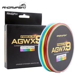 Angryfish 300M – Línea trenzada 9 heabras Multicolor PE ultrarresistente