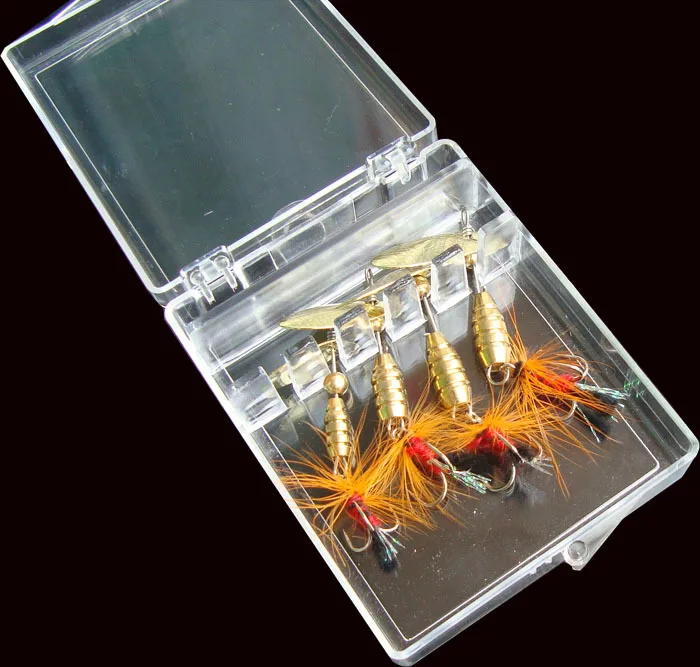 Señuelo de cuchara giratoria, anzuelo triple de pesca, cebo giratorio, señuelos artificiales, estuche de 4 piezas - imagen 2