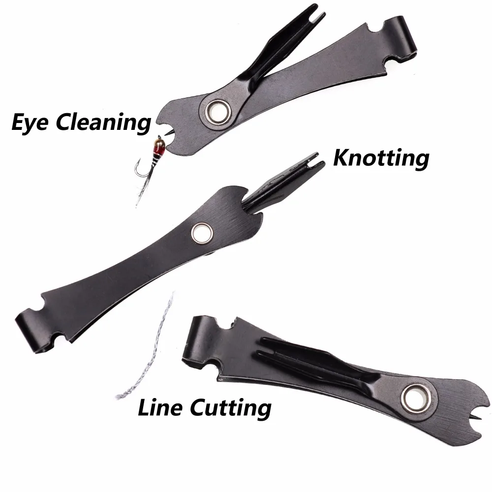 Bimoo-cortahilo de pesca con mosca de acero inoxidable, herramienta de anudado, limpiador de ojos con gancho, Extractor, líder, aparejos de pesca, 1 ud. - imagen 3