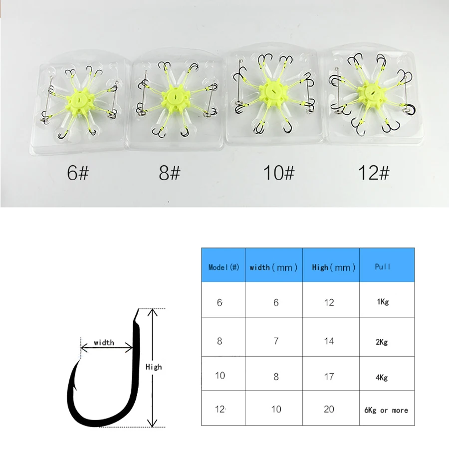Anzuelos abatibles para Pesca de carpa, juego de ganchos de cuerda de explosión, resorte de acero al carbono, 8 ganchos de púas, aparejos de Pesca 6-12 # T4, 2 uds. - imagen 2