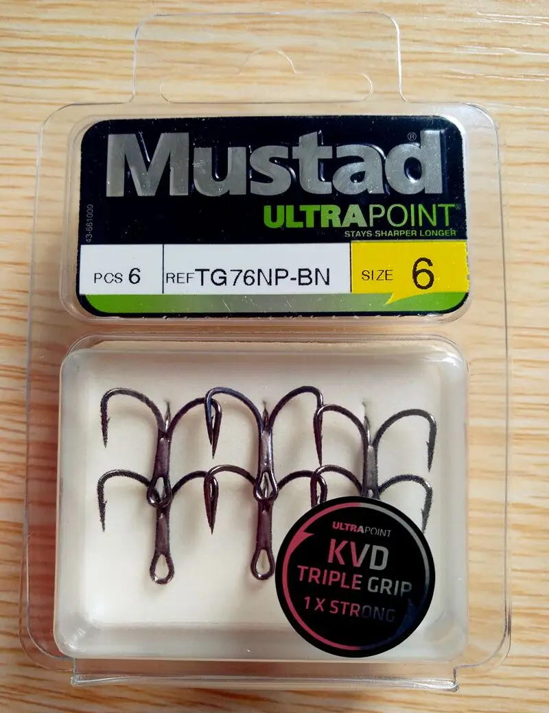 Mustad-anzuelos triples KVD, 4 paquetes, TG76NP-BN de mejora, de acero al carbono, con púas, aparejos de pesca - imagen 5