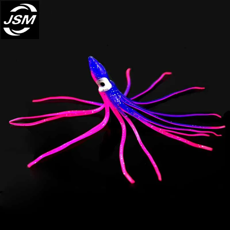 JSM-SEÑUELOS DE pesca de pulpo de plástico suave para Jigs, falda de pulpo de silicona luminosa de colores mezclados, cebo Artificial de Jigging, 30 Uds., 10cm - imagen 5