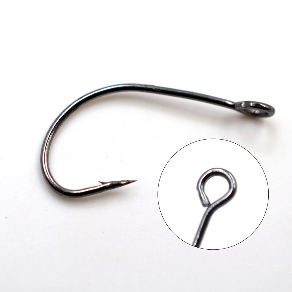 MNFT 50 Uds. Anzuelos de pesca con mosca de ojo grande de acero rico en carbono, anzuelos con mosca Caddis húmedos y ninfa seca, soporte para cebo de pesca con estanque de gusanos con púas - imagen 4