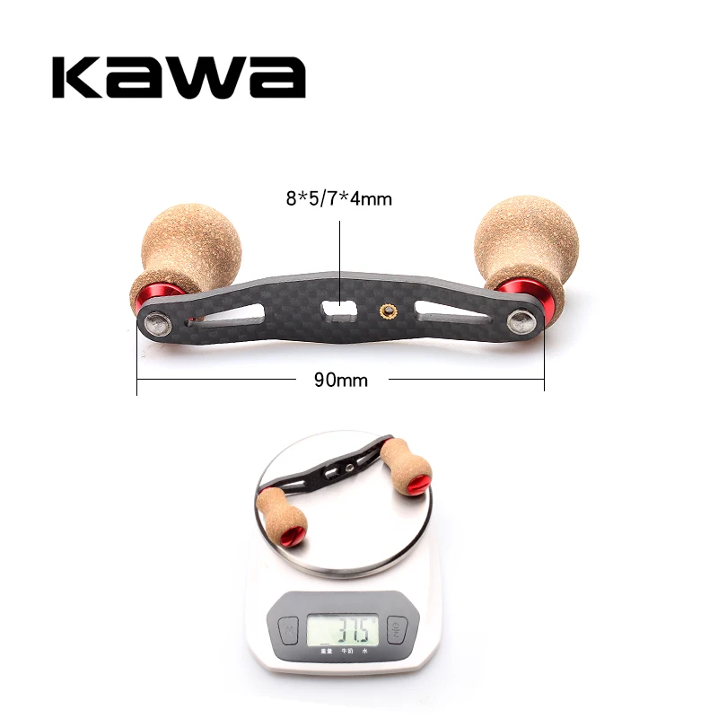 KAWA-mango de carrete de pesca, fibra de carbono para Baitcasting S/D/ A con perilla de corcho, tamaño de Agujero 7x4/8x5mm, longitud de 90mm, nuevo - imagen 5