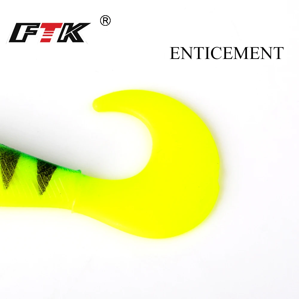 FTK 5 uds señuelo suave Señuelos de Pesca cebos de natación señuelo de Jigging lubina fácil Artificial Popper señuelo Soft Wobblers 3D sacudir cola de pez T - imagen 4