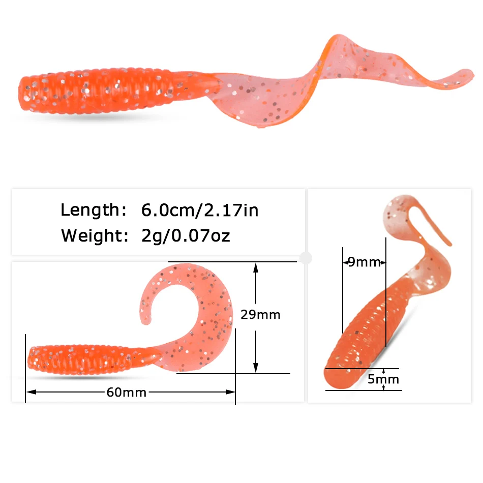 Goture 10 unids/lote señuelo de pesca suave Wobblers cebo Artificial de silicona larva señuelos de gusano para lubina trucha carpa Señuelos de Pesca 6cm 2g - imagen 3