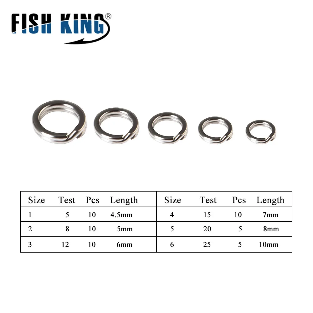 FISH KING-Anillo de pesca de acero inoxidable, Clip giratorio dividido, Conector de doble bucle, herramientas de accesorios para pesca de carpa, 1 paquete - imagen 2