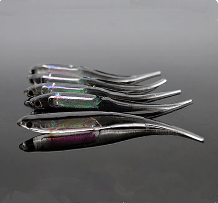 Pez sábalo suave con tubo de reflexión de colores interior, cebo de goma arcoíris hueco, 10cm, 5 uds. - imagen 2