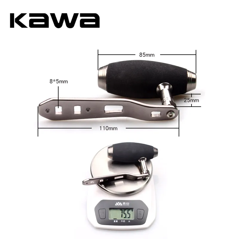 Kawa-mango de carrete de pesca, balancín de pesca, mango de rueda de arrastre, doble agujero, tamaño 8x5mm, 110mm de longitud, color rojo, negro y dorado, nuevo - imagen 5