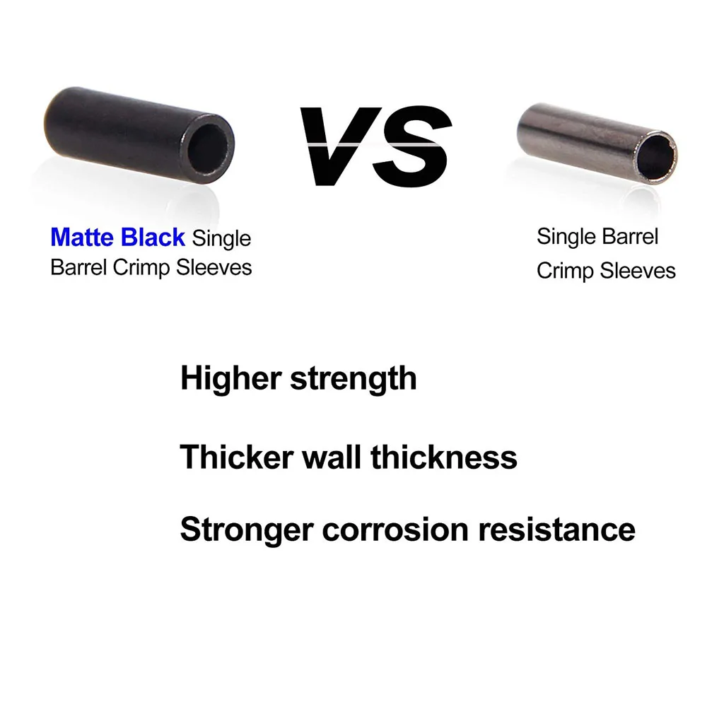 Manguitos de engarce de un solo barril, tubo de cobre redondo, aparejos de aparejo de línea de pesca, conector, color negro mate, 200 piezas - imagen 5