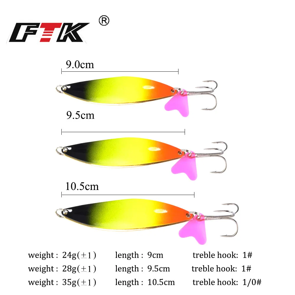 FTK-señuelo de pesca de doble cuchara, 24g, 28g, 35g, con anzuelo triple, Spinner de carpa, Jigging de Metal, cebo duro para pesca de Lucio, 1 ud. - imagen 3