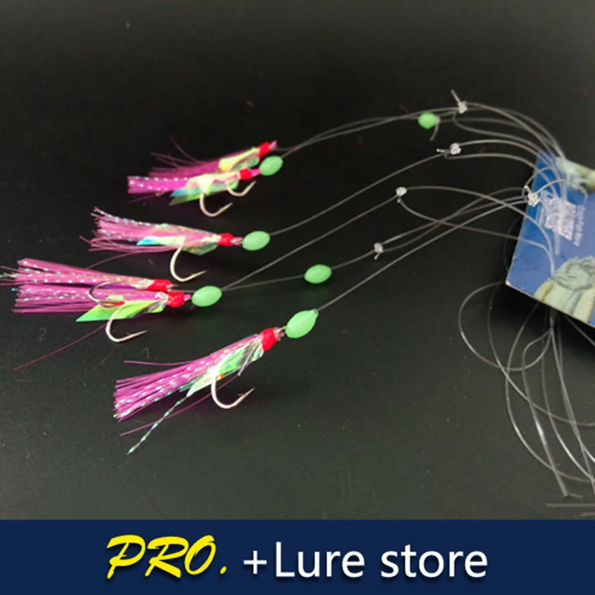 10 paquetes de aparejos Sabiki rojos, aparejos de pesca líder de fluorocarbono, señuelo de pesca de mar de agua salada, anzuelo de pesca, cebo, anzuelos de aparejo sabiki - imagen 4