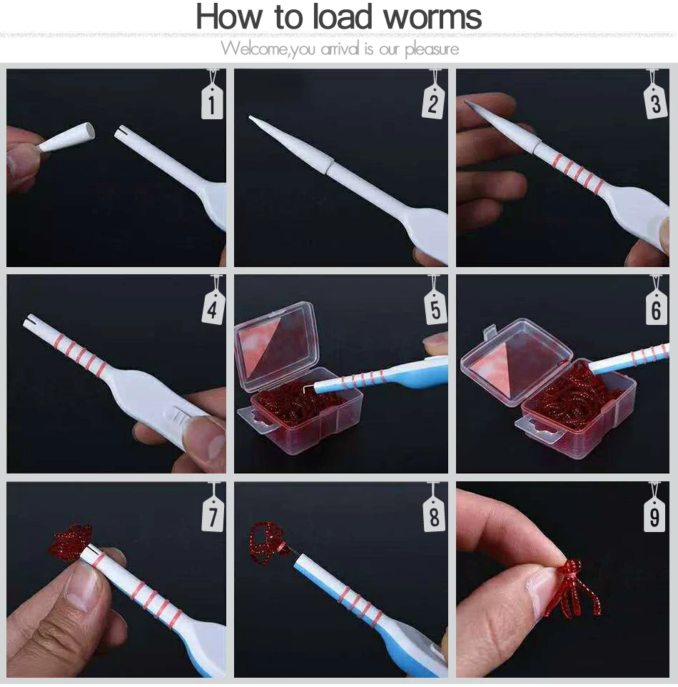 MNFT-Juego de 2 gusanos de gusano rojo, herramienta de anillado de cebo, aparejos de Color aleatorio, herramientas de carga de cebo, ayuda - imagen 3