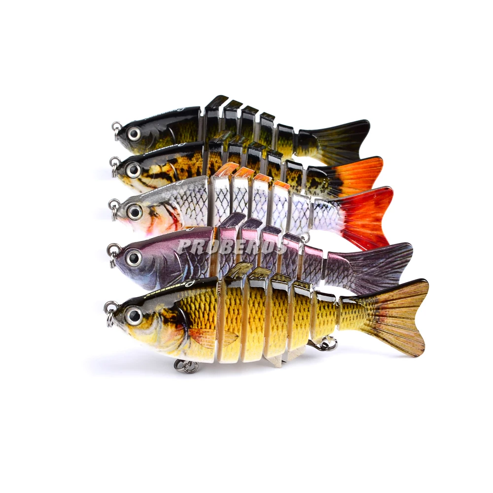 PROBEROS-señuelo de pesca Swimbait 6 #, aparejos de pesca con gancho, 5 unidades, 7 Secciones, 10cm/4 "-0,55 oz/15,5g - imagen 4