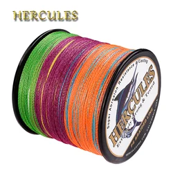 Hercules-Línea de pesca trenzada multicolor, PE 4 hebras, línea de pesca trenzada de carpa, Pesca de agua salada, Mar súper fuerte