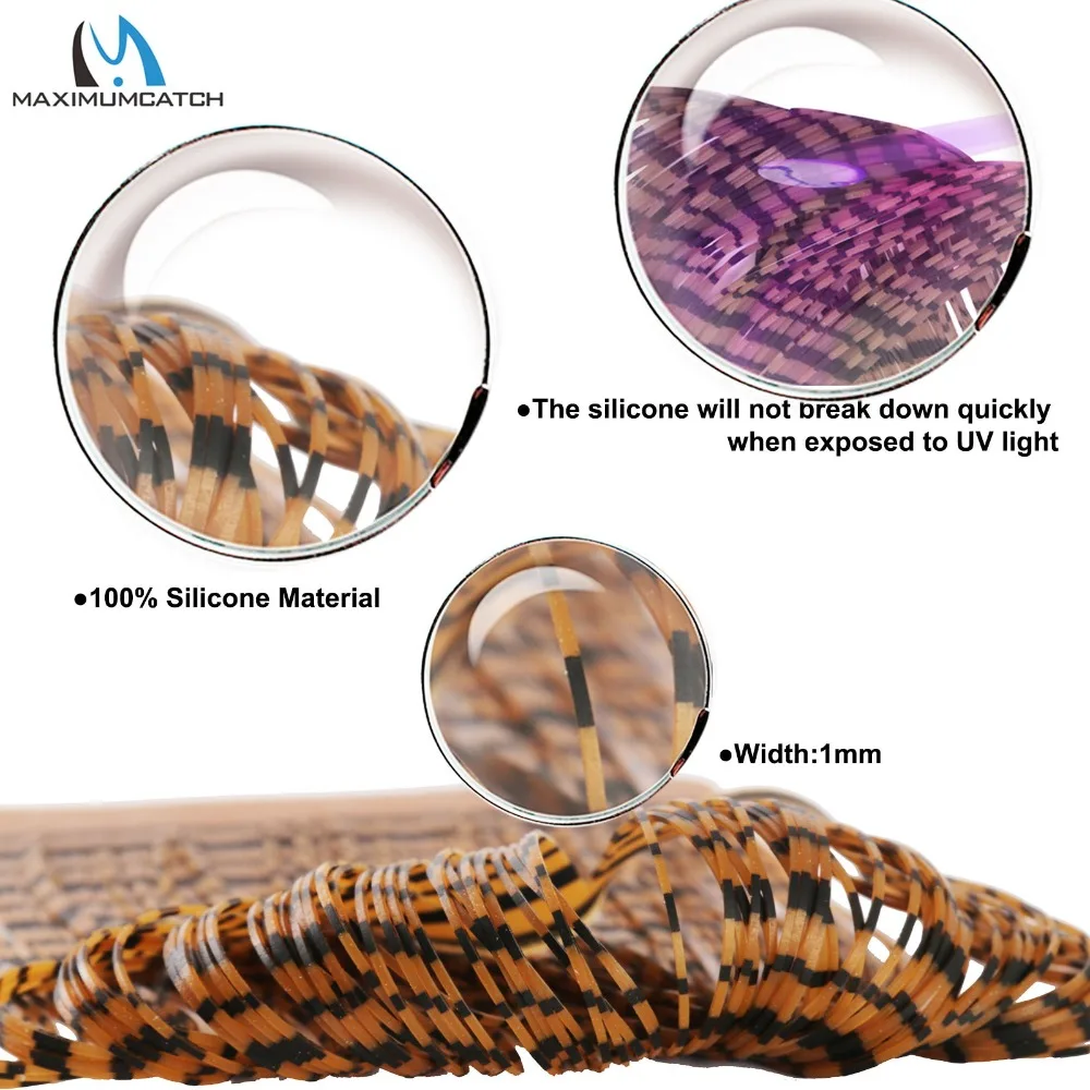 Maximumcatch 100% faldas de pesca de silicona, materiales para atar moscas, piernas, colores barrados, aleteo - imagen 4