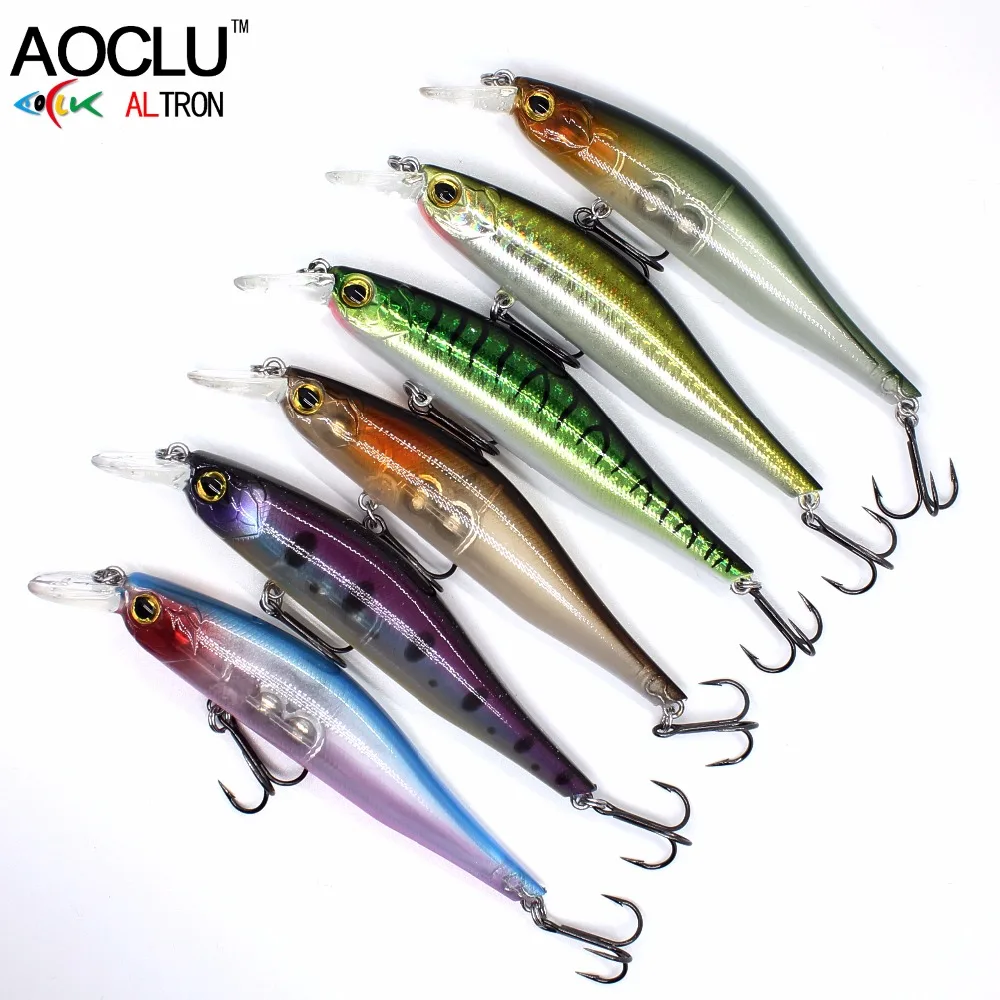 AOCLU-Cebo duro Wobbler que se hunde, manivela Minnow, profundidad de inmersión de 1,2 m, anzuelo largo VMC, calidad asesina de trucha, 95mm, 13g - imagen 5