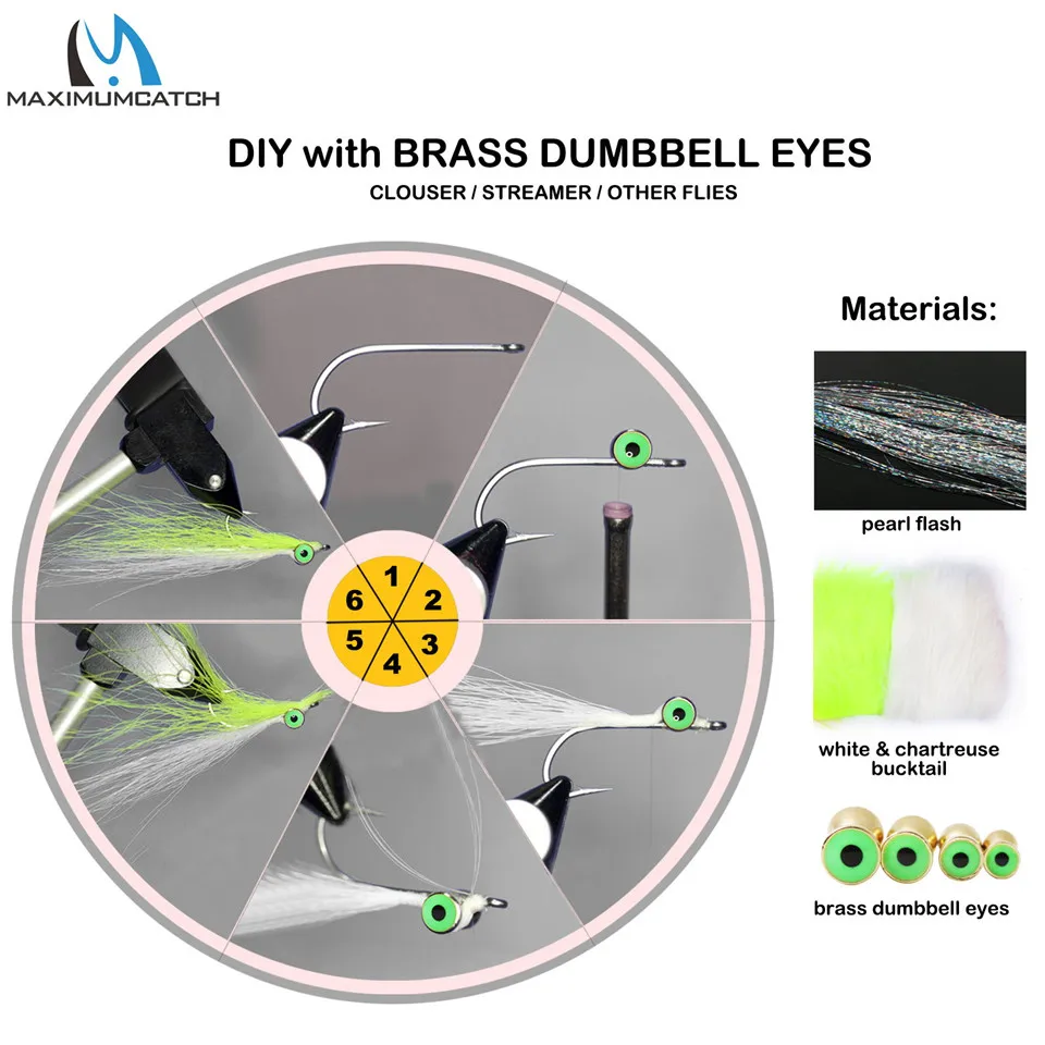 Maximumcatch-mancuernas de latón con ojos, cuentas para atar moscas, Material para atar moscas, 3,2mm-6,3mm, 25 unidades - imagen 5