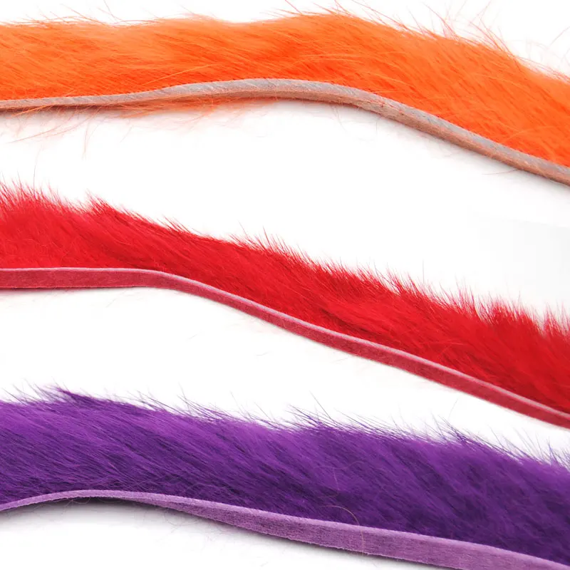 2 uds tiras Zonker de conejo Multicolor Streamer Material para atar moscas/fibra de bajo doblada de liebre - imagen 2