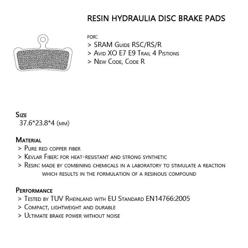Pastillas de freno para bicicleta de montaña, para SRAM GUIDE R / RS / RSC /AVID Elixir 7 9 XO E7 E9, piezas de freno de disco semimetálicas - imagen 2
