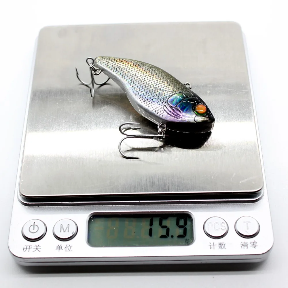 AOCLU-Señuelos de pesca de cebo duro, sonajero que se hunde, VIB, agua de mar, bajura, barco nadador, lubina de lanzamiento fácil, trucha, anzuelos VMC, 60mm, 16g - imagen 5