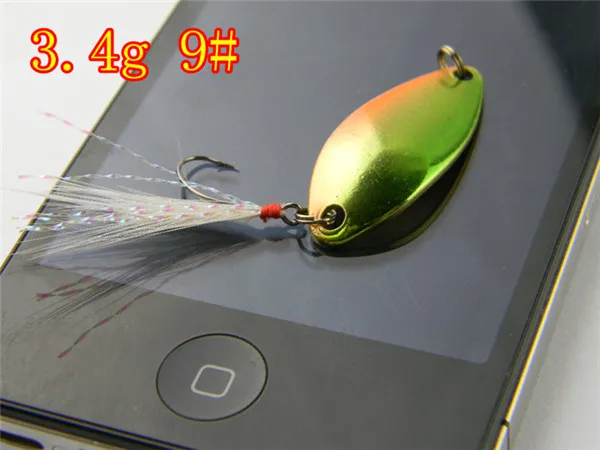 JYJ-cuchara de Metal para pesca, juego de señuelos giratorios de 3,4g, 4,5g, para salón, lubina, Lucio - imagen 3
