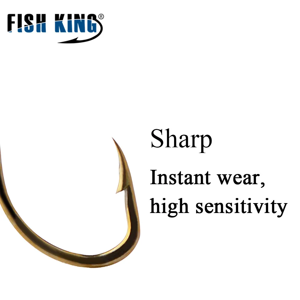 FISH KING-anzuelo de pesca de acero con alto contenido de carbono, 100 piezas, 530BR, redondo plano, curvado, bronce afilado, 1 #-10 #, accesorios de pesca de carpa - imagen 3