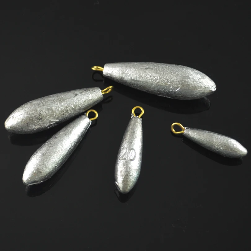 MNFT 40 unids/caja tamaño de peso 10g/20g/30g/40g/50g combinación de plomo de pesca anillo de cobre gota de agua aparejos de pesca de peso de plomo - imagen 2