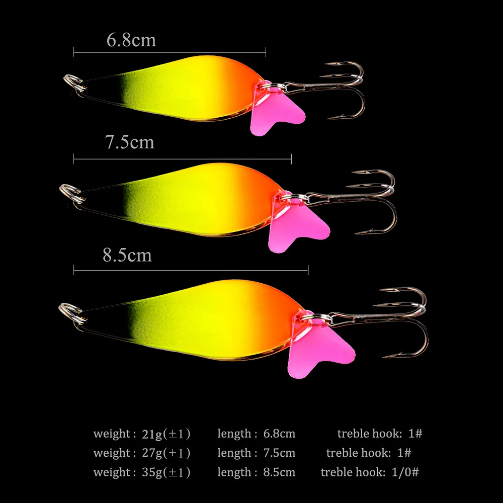 FTK-señuelo de Pesca giratorio de Metal, 8 colores, cebo duro, cuchara de 23g/27g/35g, 6,8/7,5/8,5 cm con gancho, aparejos de Pesca Wobbler