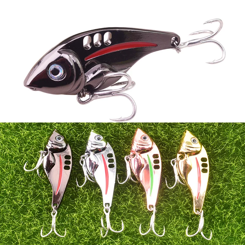 WDAIREN-Señuelos de Pesca con cuchara de Metal, cebo duro Artificial con anzuelo triple, aparejos para Pesca de lubina, 10g, 15g, 20g, VIB Vibrations - imagen 5